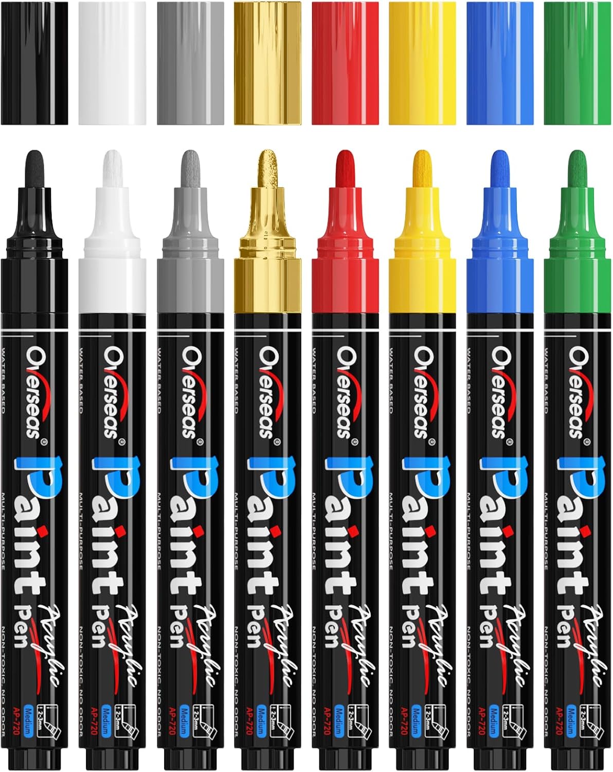 Overseas Acrylic Paint Markers 12 Colors, Medium Tip Permanent Paint Pens | Waterproof, Quick Drying, Fade Resistant, Non Toxic, Water Based Marker Pen for Wood, Rock, Metal, Glass, Plastic, Canvas - Image 8